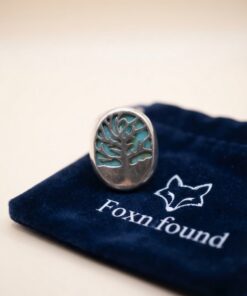 Sterling Silver Tree of Health Turquoise Signet Ring Size N / US 7