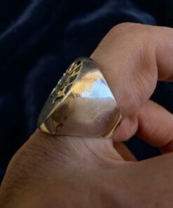 Sterling Silver Tree of Health Turquoise Signet Ring Size N / US 7