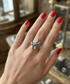 Vintage Sterling Silver 925 Cubic Zirconia Swirl Cocktail Ring Size N (US 5.75) 2.32g~219