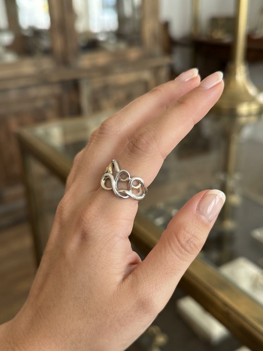 Wide Sterling Silver 925 Openwork Statement Ring (Size L)~217 image 2