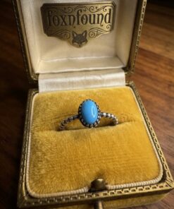 Vintage Style 925 Silver Blue Turquoise Stone Beaded Ring Size O / US 7~219