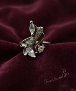 Vintage Sterling Silver 925 Cubic Zirconia Swirl Cocktail Ring Size N (US 5.75) 2.32g~219