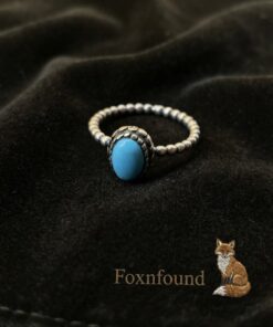 Vintage Style 925 Silver Blue Turquoise Stone Beaded Ring Size O / US 7~219