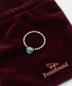 Vintage Style 925 Silver Blue Turquoise Stone Beaded Ring Size O / US 7~219
