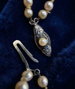 Vintage 1930s English Double Strand Graduated Pearl Necklace & Box | Silver Clasp