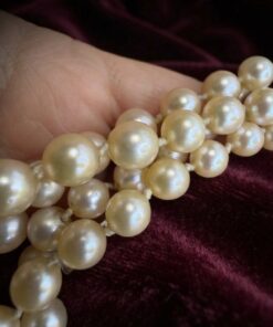 Vintage 1930s English Double Strand Graduated Pearl Necklace & Box | Silver Clasp