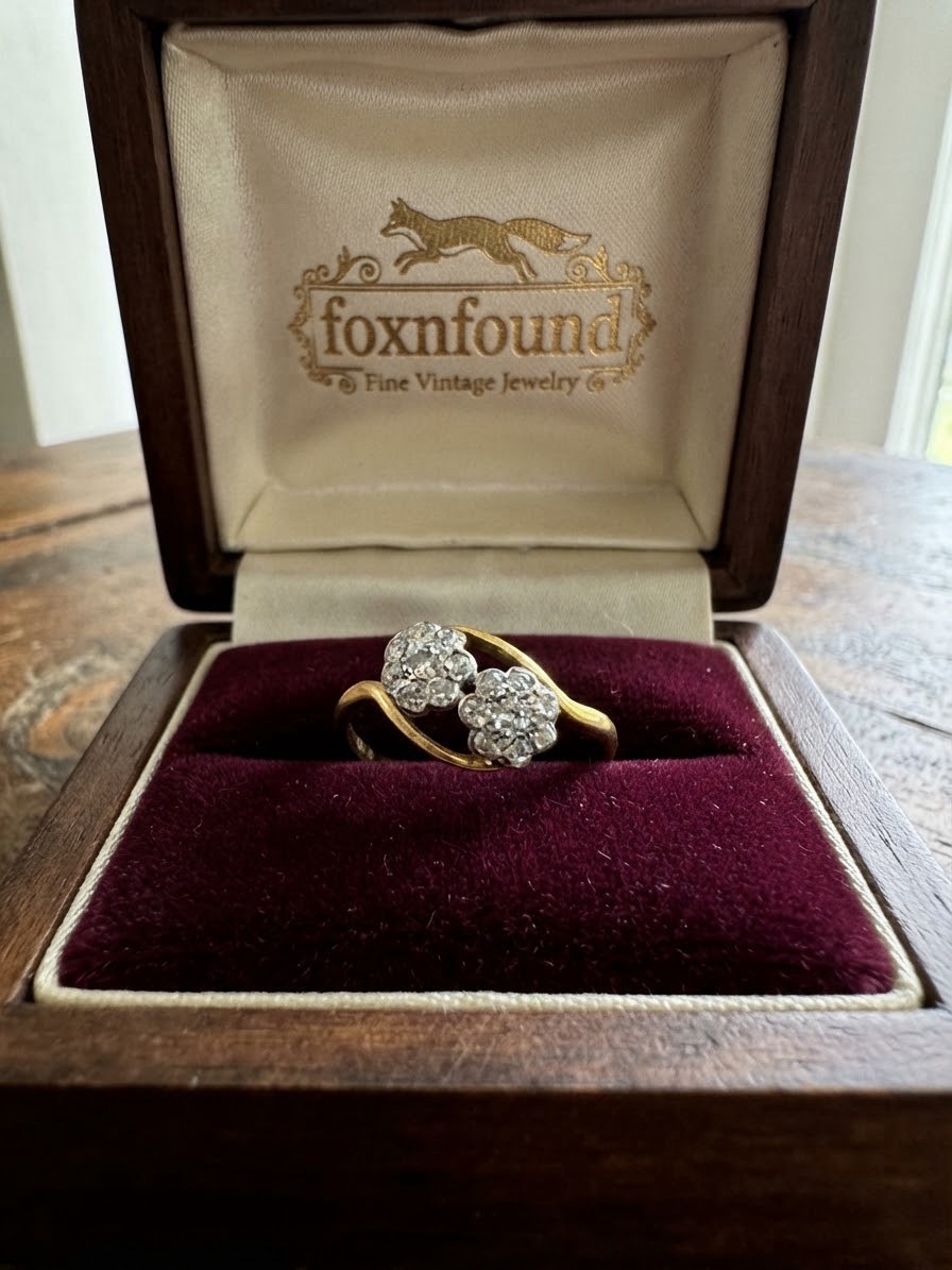 Antique Victorian 22k Gold Toi Et Moi Diamond Cluster Ring | 3.03g Size S~220