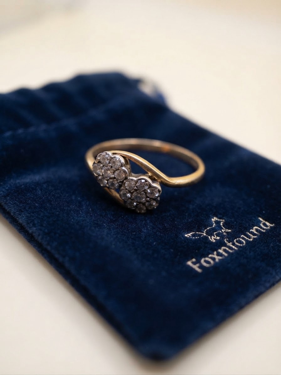 Antique Victorian 22k Gold Toi Et Moi Diamond Cluster Ring | 3.03g Size S~220