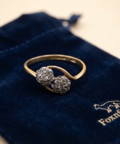 Antique Victorian 22k Gold Toi Et Moi Diamond Cluster Ring | 3.03g Size S~220