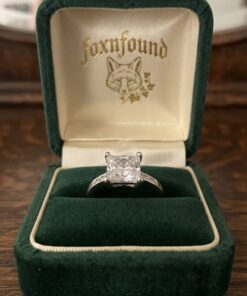 Sterling Silver 925 Princess Cut CZ Solitaire Engagement Ring with Accent Stones UK Q~220