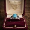 Vintage Style Blue Turquoise Ornate Silver Ring Size P~220