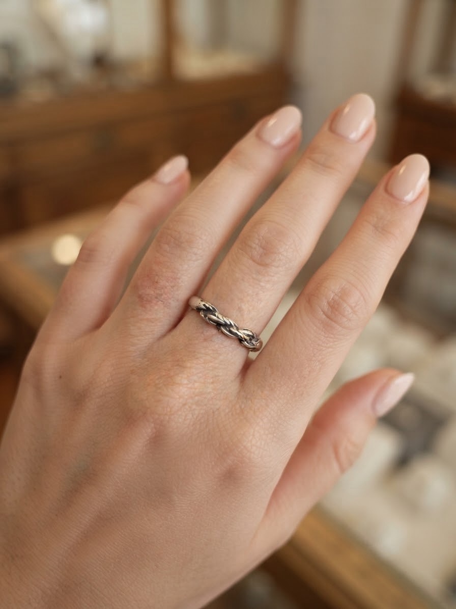 Vintage Soviet Sterling Silver 875 Uk P, Braided Band Ring / Rope Twist~220