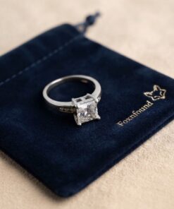 Sterling Silver 925 Princess Cut CZ Solitaire Engagement Ring with Accent Stones UK Q~220
