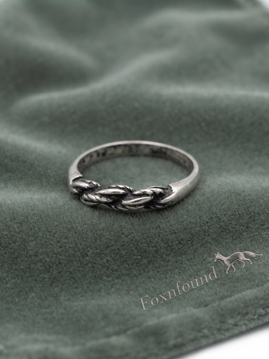 Vintage Soviet Sterling Silver 875 Uk P, Braided Band Ring / Rope Twist~220