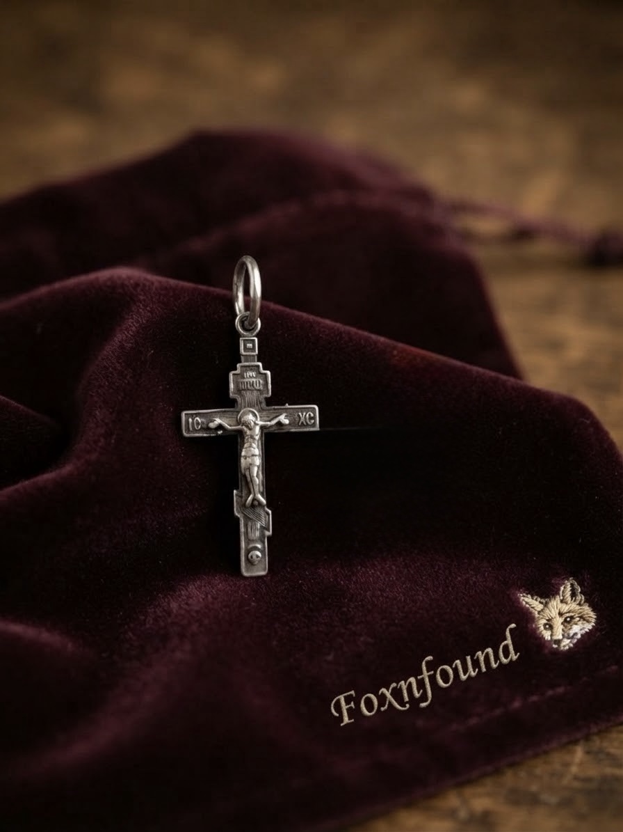 Vintage 60s Soviet Russian Silver 925 Orthodox Crucifix Cross Pendant~220