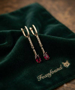 925 Sterling Silver Red Ruby Drop Dangle Earrings 4cm Rhodium ~220