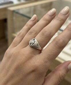 Vintage Soviet 875 Silver Floral Motif Signet Ring Size O~220