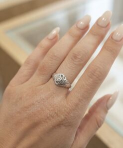 Vintage Soviet 875 Silver Floral Motif Signet Ring Size O~220