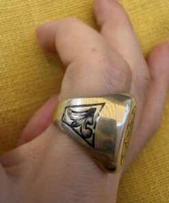 Vintage Soviet 875 Silver Niello Signet Ring Floral Engraved USSR UK Size M~208