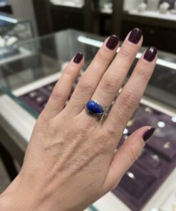 Vintage Silver 925 Lapis Lazuli Ankh Ring LIFE Size O1/2 6.54g~222