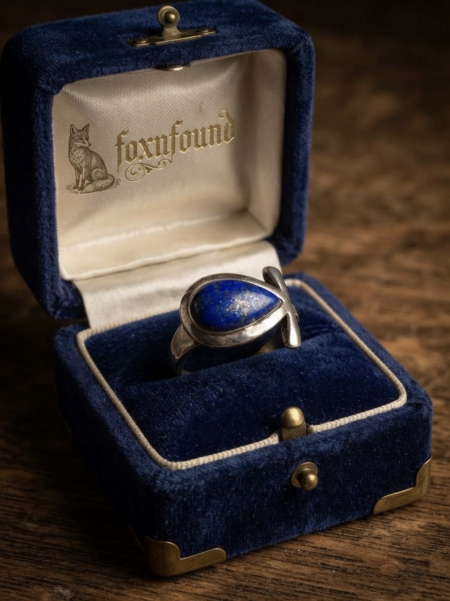 Vintage Silver 925 Lapis Lazuli Ankh Ring LIFE Size O1/2 6.54g~222