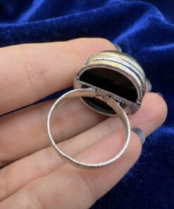 Sterling Silver 925 Rainbow Titanium Druzy Agate Statement Ring Size Q