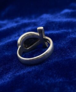 Vintage Silver 925 Lapis Lazuli Ankh Ring LIFE Size O1/2 6.54g~222