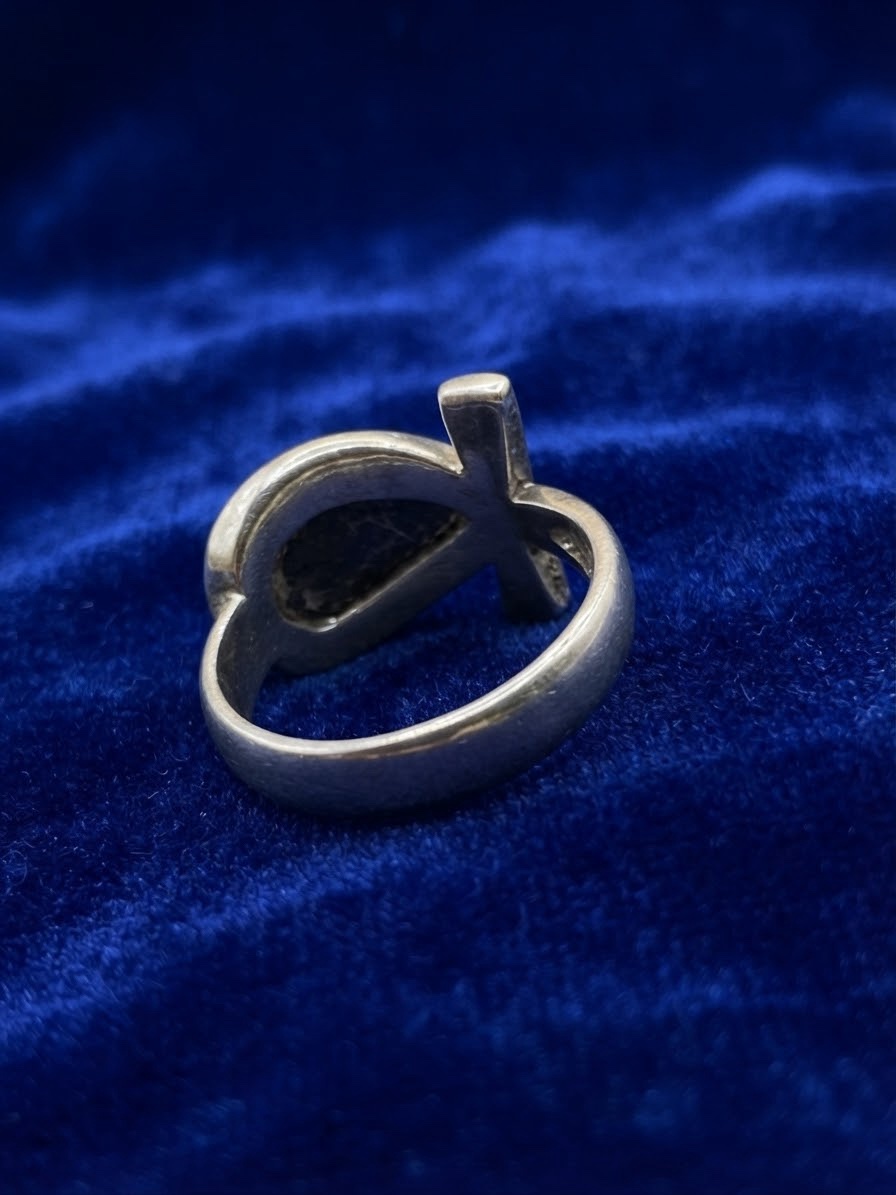 Vintage Silver 925 Lapis Lazuli Ankh Ring LIFE Size O1/2 6.54g~222