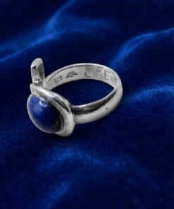 Vintage Silver 925 Lapis Lazuli Ankh Ring LIFE Size O1/2 6.54g~222
