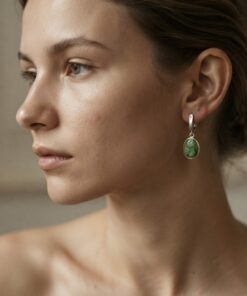New Sterling Silver 925 Green Copper Turquoise Drop Earrings Leverback~222
