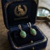 New Sterling Silver 925 Green Copper Turquoise Drop Earrings Leverback~222
