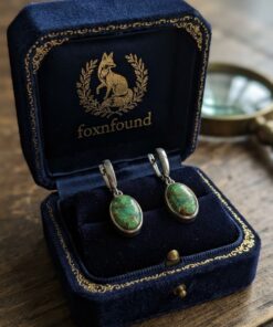 New Sterling Silver 925 Green Copper Turquoise Drop Earrings Leverback~222