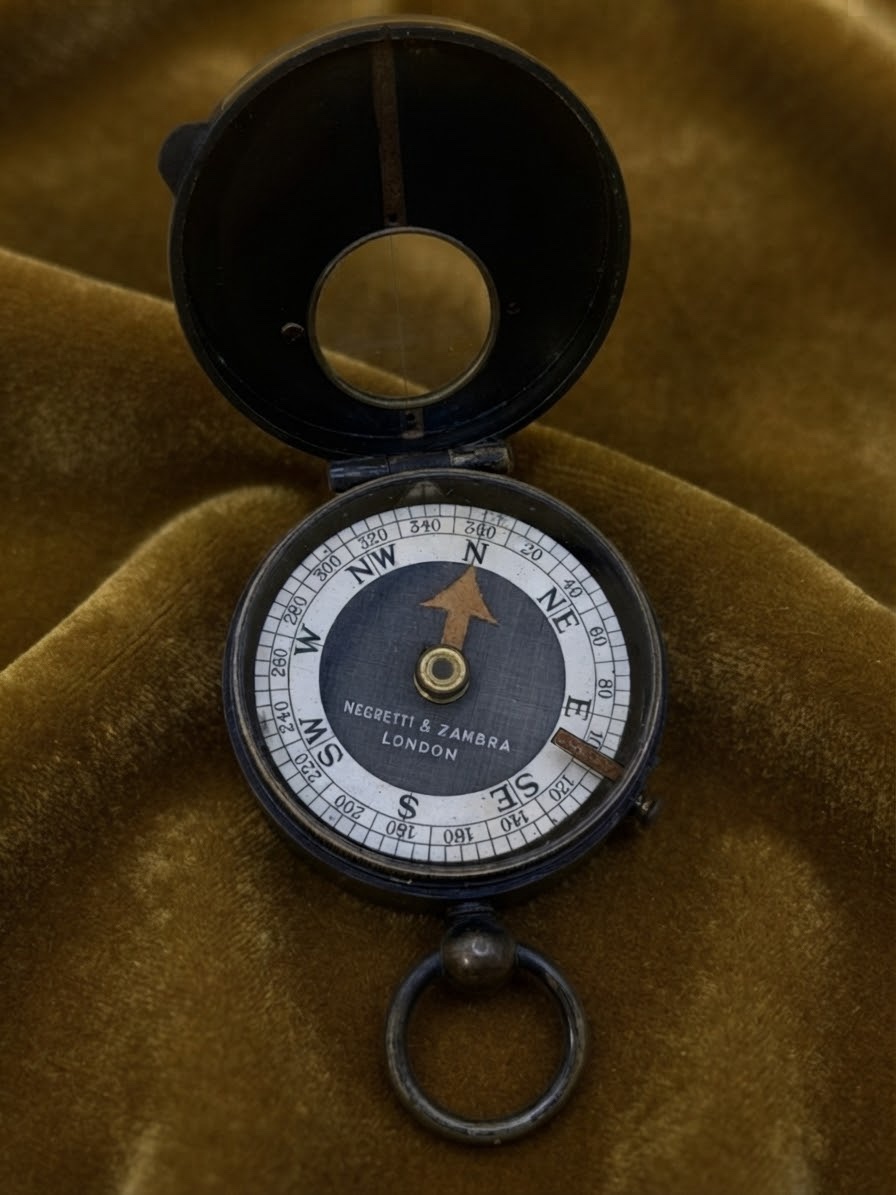Antique c.1915 Negretti & Zambra London WW1 Officer's Pocket Compass Brass