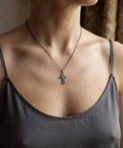 Sterling Silver 925 Russian Orthodox Cross Crucifix Prayer 2.7cm~216