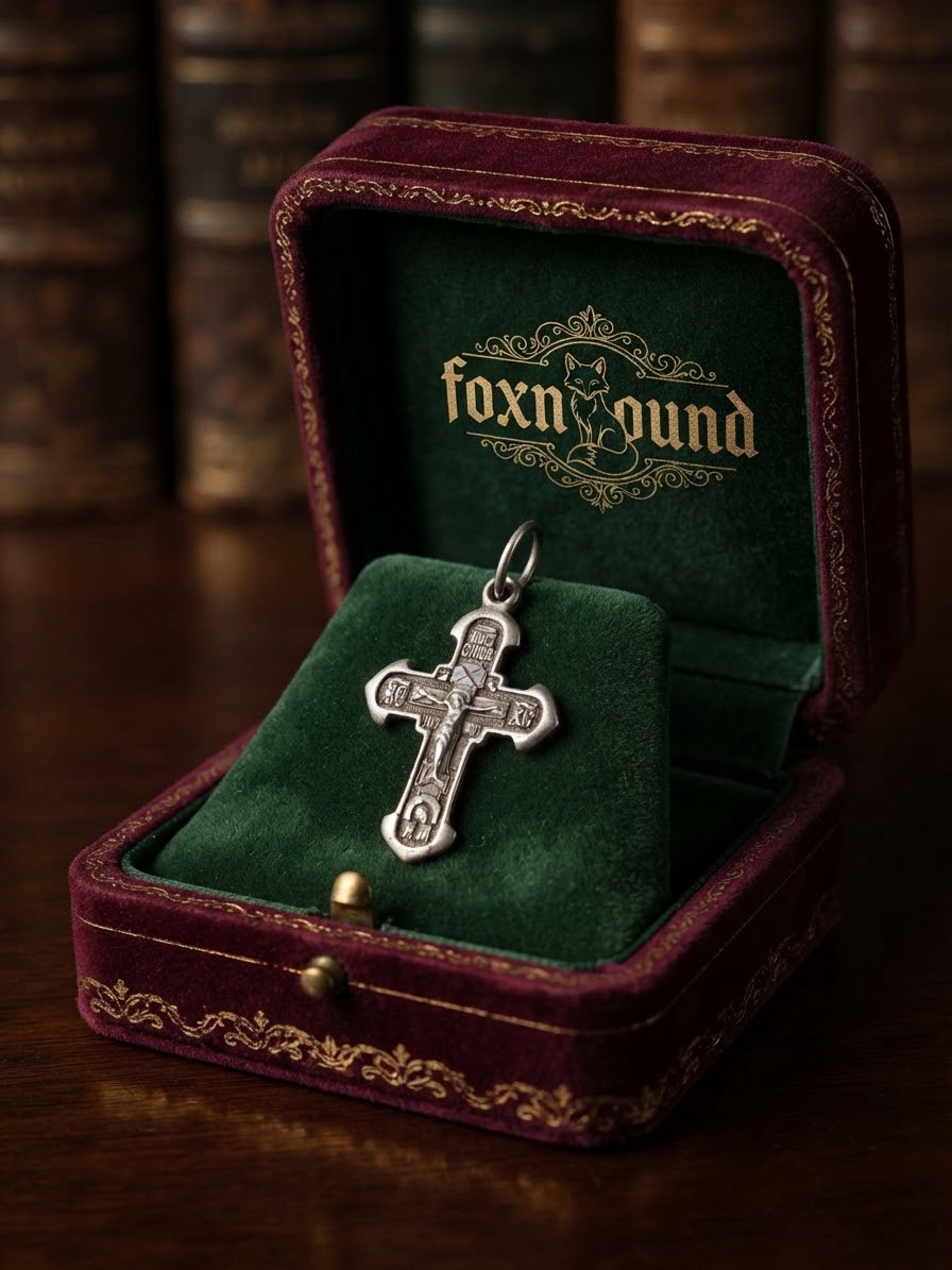925 Sterling Silver Orthodox Cross Pendant Save and Protect 2.5cm 1.12g~200