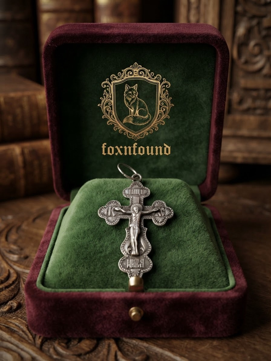 925 Sterling Silver Orthodox Cross Pendant Save and Protect 4cm 2.39g~217