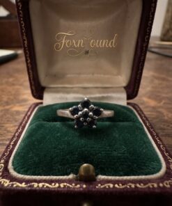 Sterling Silver 925 Sapphire Flower Cluster Ring P½ US 8 Ladies~216
