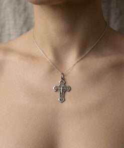 925 Sterling Silver Orthodox Cross Pendant Save and Protect 2.5cm 1.12g~200
