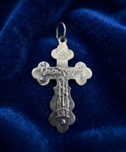 925 Sterling Silver Orthodox Cross Pendant Save and Protect 4cm 2.39g~217