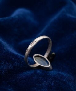 Vintage Soviet 875 Silver Czech Glass Blue Marquise Ring Size M~204