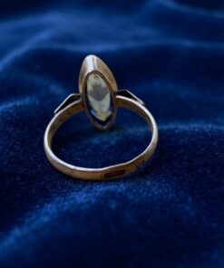 Vintage Soviet 875 Silver Czech Glass Blue Marquise Ring Size M~204