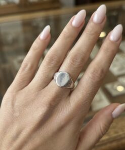 Vintage Sterling Silver Oval Signet Ring UK Size O 3.77g Unisex Engravable