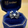 Sterling Silver 925 Marcasite Mother of Pearl Bow Ring Size O½~204