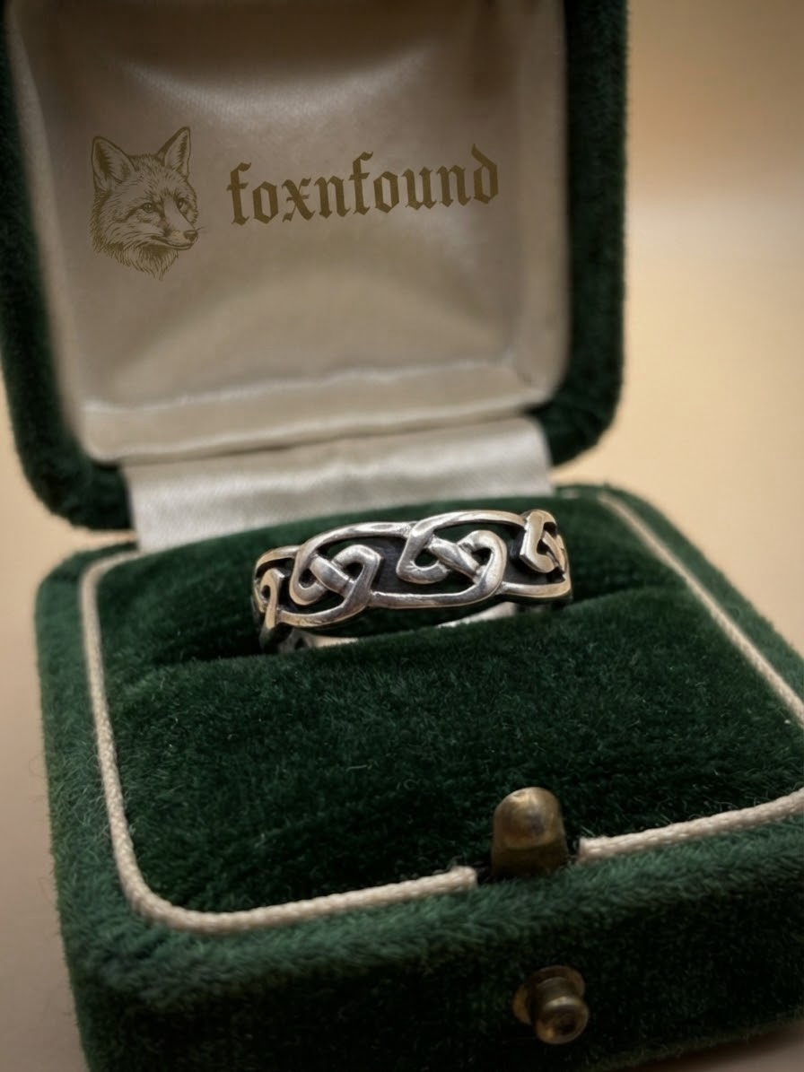 Sterling Silver 925 Celtic Knot Band Ring Size L Openwork Unisex