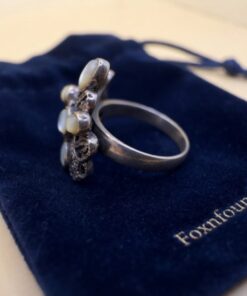 Sterling Silver 925 Marcasite Mother of Pearl Bow Ring Size O½~204