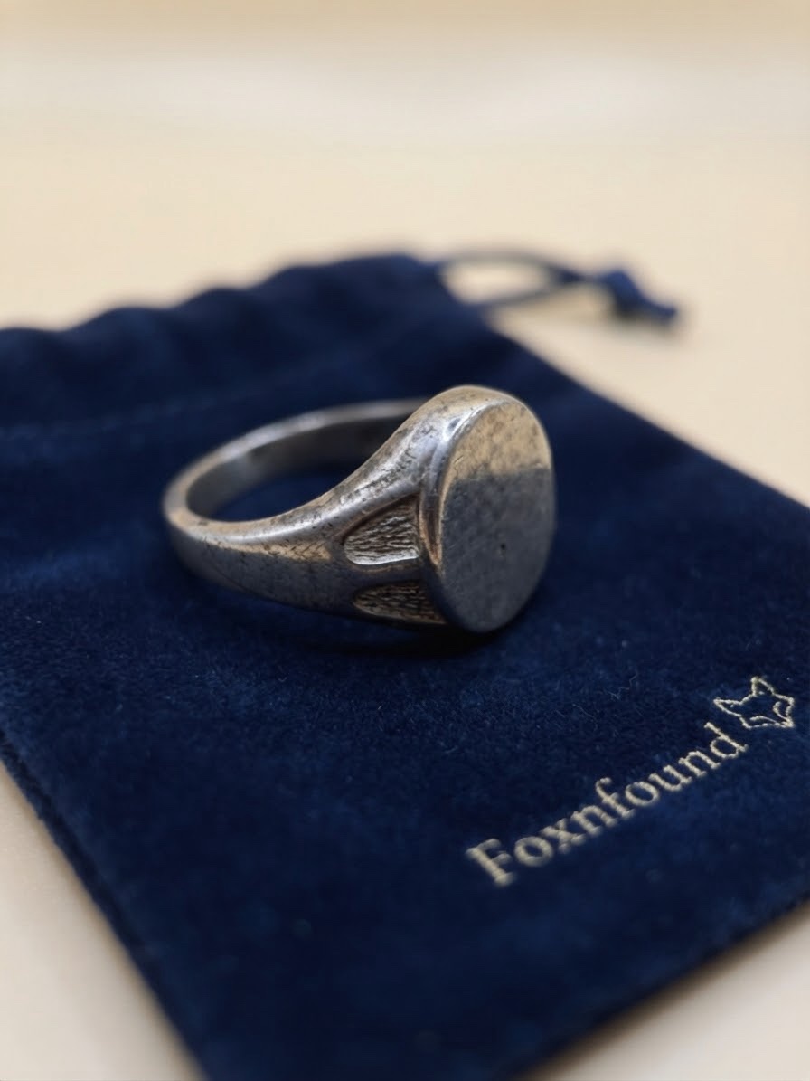 Vintage Sterling Silver Oval Signet Ring UK Size O 3.77g Unisex Engravable