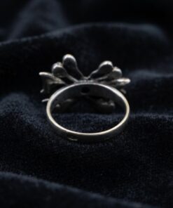 Sterling Silver 925 Marcasite Mother of Pearl Bow Ring Size O½~204