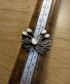 Sterling Silver 925 Marcasite Mother of Pearl Bow Ring Size O½~204