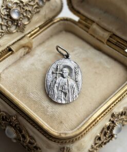 Saint Olga Sterling Silver 925 Orthodox Icon Pendant Oval Medal Cyrillic~219