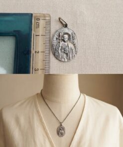 Saint Olga Sterling Silver 925 Orthodox Icon Pendant Oval Medal Cyrillic~219